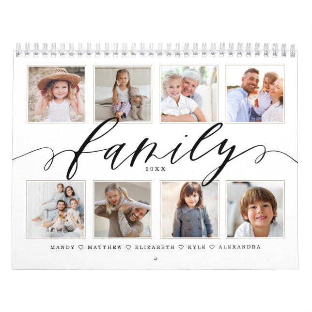 Family Modern Script | Family Photo Memories Calendar (Cover)