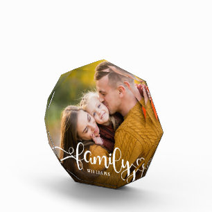 FAMILY Modern Simple Hearts Love Script Photo Block