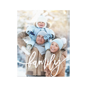 Family   Modern White Typography with your Photo Canvas Print