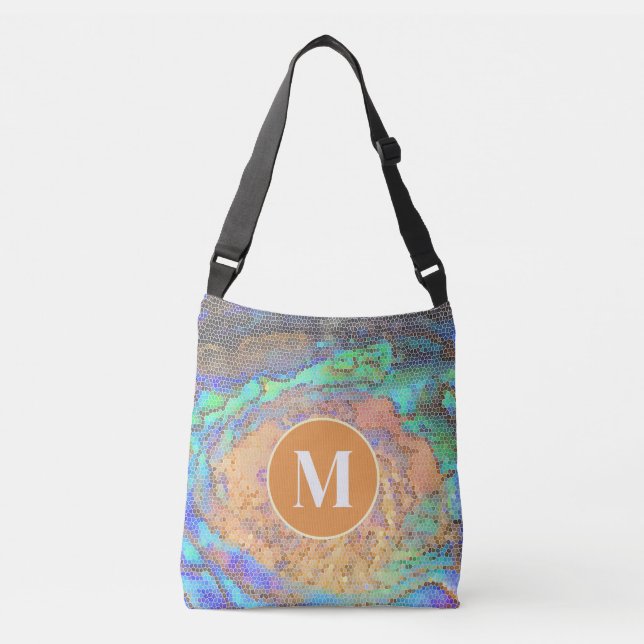 Family Monogram Abalone Shell Mosaic Pattern Crossbody Bag (Front)