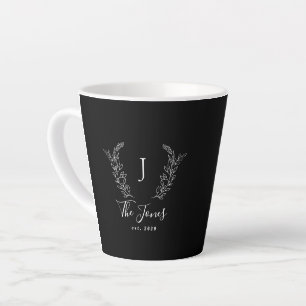 Family monogram and name personalized elegant latte mug