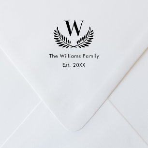 Family monogram classic laurel wreath self-inking stamp
