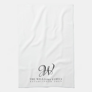 Family Monogram Elegant Script Kitchen Tea Towel