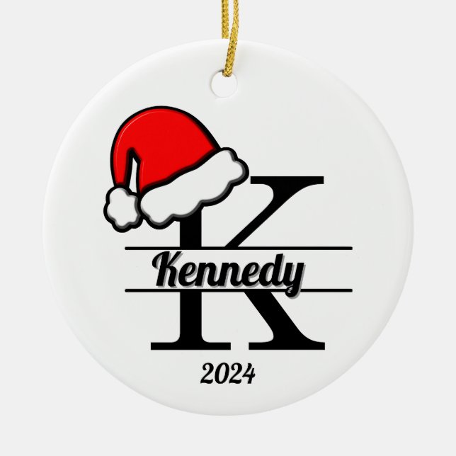 Family Monogram K | Double Sided Ceramic Tree Decoration (Front)