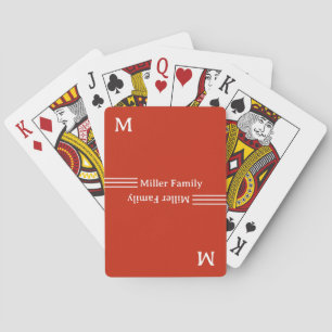 Family Monogram Minimalist Grapefruit Red Colour Playing Cards