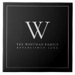 Family Monogram Modern Elegant Black Grey Tile<br><div class="desc">Family Monogram Modern Elegant Black Grey Ceramic Title. Designed by, Life on Memory Lane, shown in black with a thin grey border and text. Personalise it with your own text (all colours and fonts may also be customised by you using the tools provided within Zazzle's personalisation and customisation menus. Beautiful...</div>