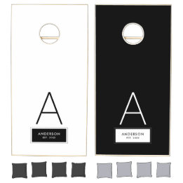 Family Monogram Name Black White Modern