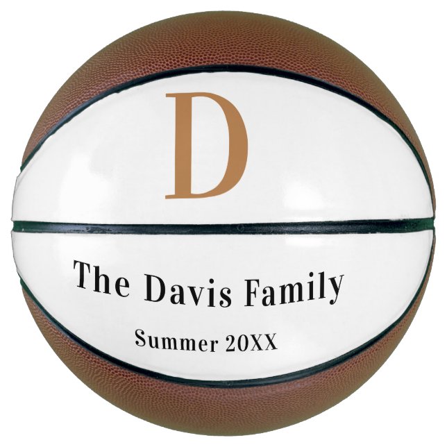 Family monogram name gold black basketball (Front)