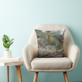 Family Monogram Name Initial Nature Photo Cushion