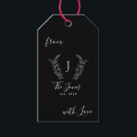 Family monogram name personalised elegant gift tags<br><div class="desc">Custom monogram and name with family established year elegant simple black and white create your own gift tag for Christmas,  family birthday,  anniversary,  new home housewarming or Thanksgiving.</div>