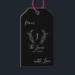 Family monogram name personalised elegant gift tags<br><div class="desc">Custom monogram and name with family established year elegant simple black and white create your own gift tag for Christmas,  family birthday,  anniversary,  new home housewarming or Thanksgiving.</div>