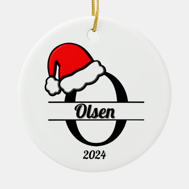 Family Monogram O | Double Sided Ceramic Tree Decoration (Front)