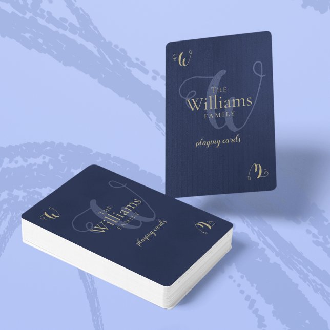 Family Monogram on Dark-Blue Playing Cards (Creator Uploaded)