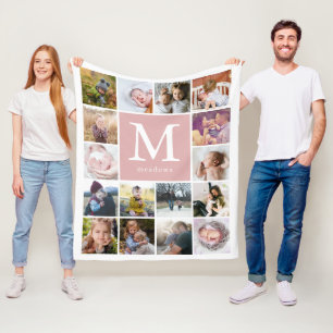 Family Monogram Photo Fleece Blanket