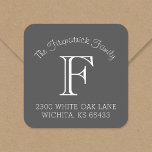 Family Monogram Square Address Labels<br><div class="desc">Custom return address stickers personalised with your family monogram and address. Use the design tools to change the background colour and fonts to further customise your own unique design.</div>