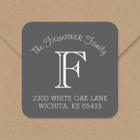 Family Monogram Square Address Labels