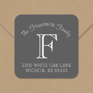 Family Monogram Square Address Labels