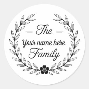 Family monogram sticker. classic round sticker
