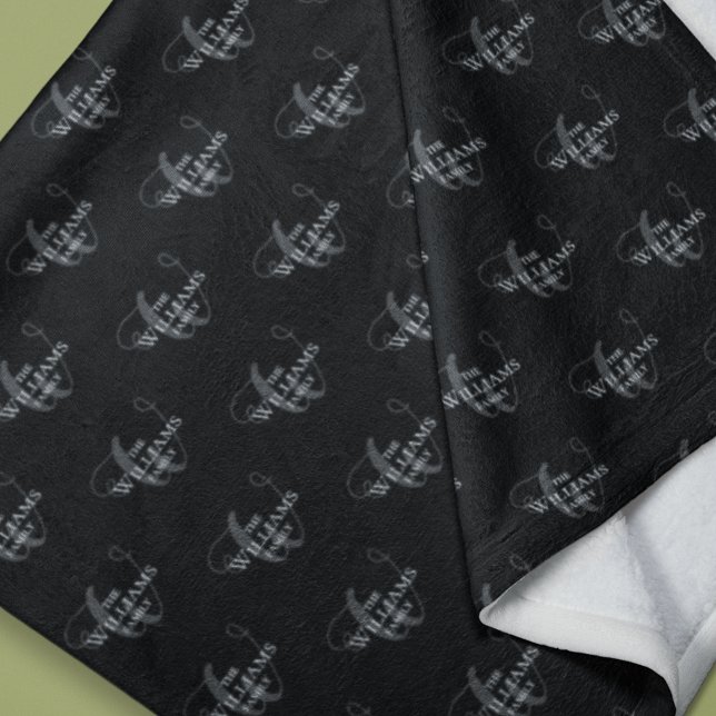 Family Monogrammed Black Fleece Blanket (Creator Uploaded)