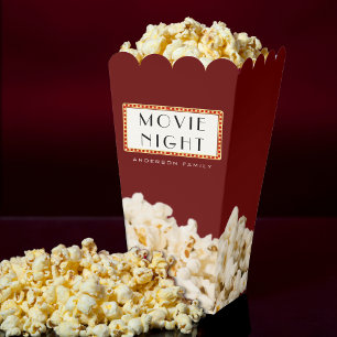 Family Movie Night Theatre Marquee Sign Popcorn Favour Box