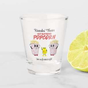 Family Movie Theatre Fun Popcorn Mascots Shot Glass