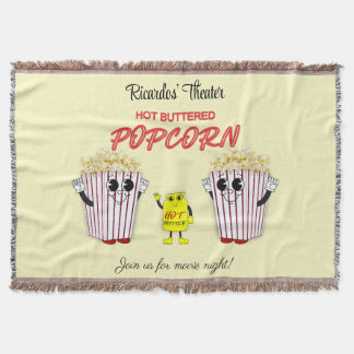 Family Movie Theatre with Hot Buttered Popcorn Throw Blanket