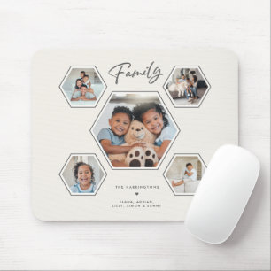 Family Multi Photo Collage Modern Personalised Mouse Pad