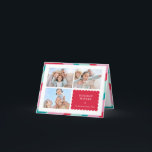 FAMILY MULTI PHOTO modern cute border red pink Holiday Card<br><div class="desc">by kat massard >>> WWW.SIMPLYSWEETPAPERIE.COM <<< An elegant card design featuring quote that you can change yourself! White geometric border on the backside, giving you the opportunity to handwrite a personal message or place a full portrait photo. NOTE >> Contact me kat@simplysweetpaperie.com if you need help to resize your photo/s...</div>