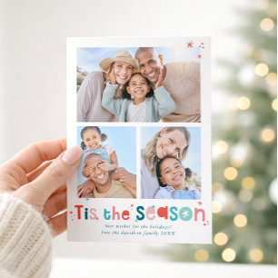 FAMILY MULTI PHOTO modern fun quote typography Holiday Card