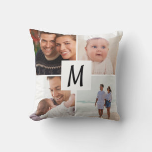 Family Multi Photo Monogram Cushion