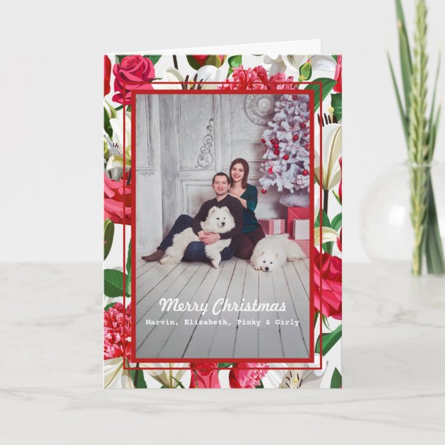 Family Mum Dad Pet Dog Photo Christmas Custom Card (Front)
