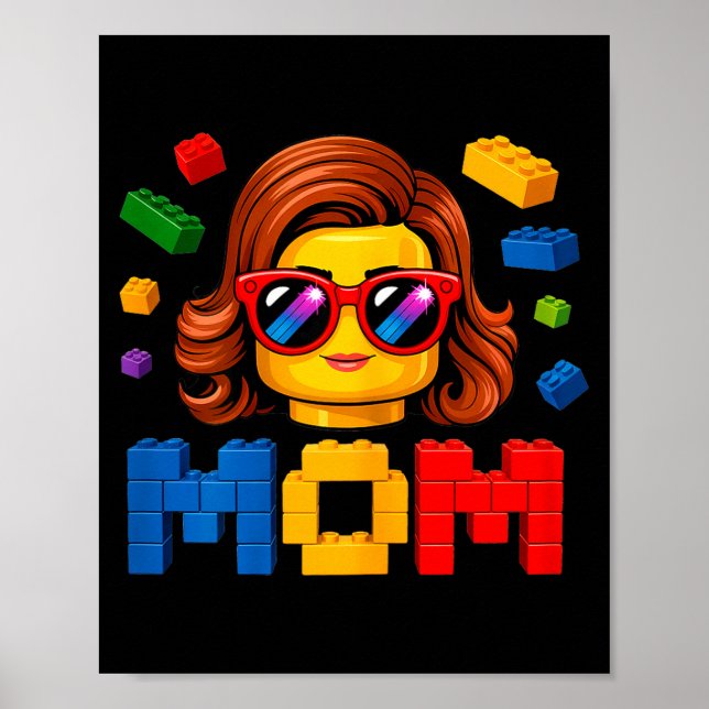 Family mum master builder building bricks blocks poster (Front)