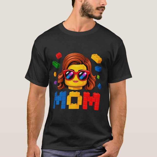 Family mum master builder building bricks blocks T-Shirt (Front)