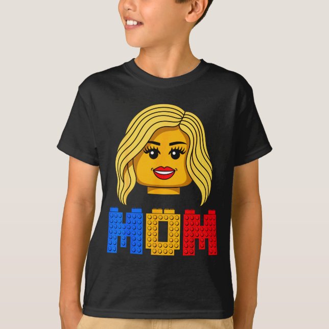 Family mum master builder building bricks blocks T-Shirt (Front)