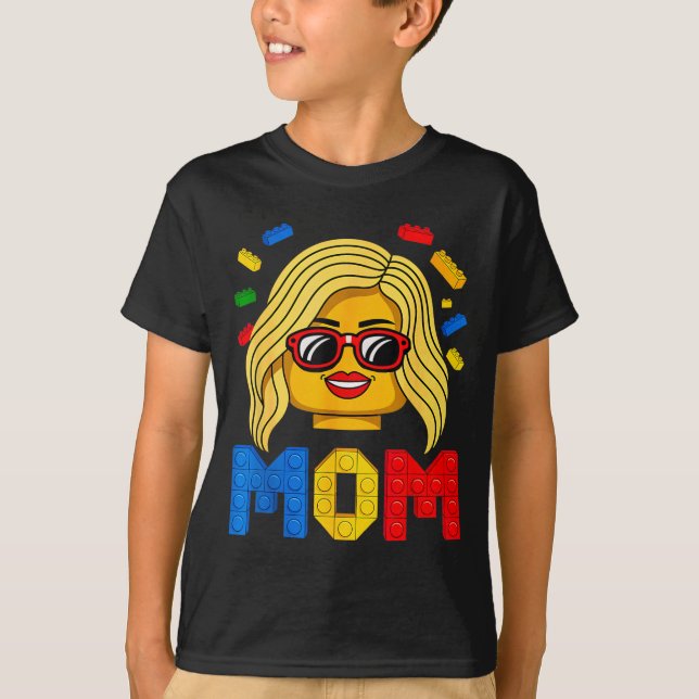 Family Mum Master Builder Building Bricks Blocks T-Shirt (Front)