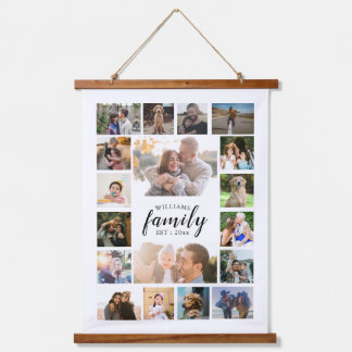 Family Name 18 Photo Collage Wood Wall Tapestry