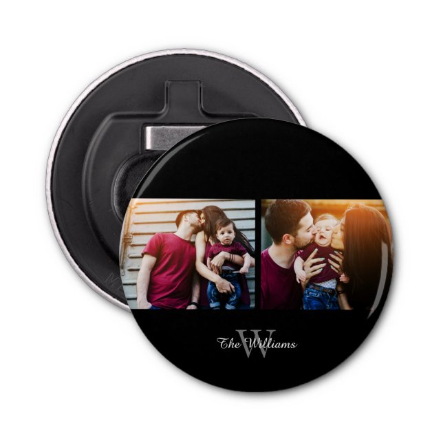 Family Name 2-Photo Collage Bottle Opener (Front)