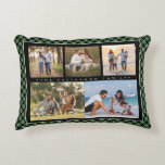Family Name 5 Photo Collage Green Plaid Modern Decorative Cushion<br><div class="desc">Family Name 5 Photo Collage Green Plaid Modern Accent Throw Pillow features a photo collage of five of your favourite photos with your personalised family name in elegant white script on a red plaid background. Personalise by editing the text in the text boxes provided. Perfect gift for birthday, Christmas, Mother's...</div>