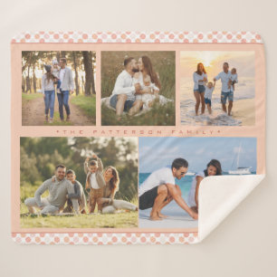 Family Name 5 Photo Collage Pink Girly Modern Sherpa Blanket