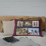Family Name 5 Photo Collage Red Plaid Modern Decorative Cushion<br><div class="desc">Family Name 5 Photo Collage Red Plaid Modern Accent Throw Pillow features a photo collage of five of your favourite photos with your personalised family name in elegant white script on a red plaid background. Personalise by editing the text in the text boxes provided. Perfect gift for birthday, Christmas, Mother's...</div>