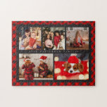 Family Name 5 Photo Collage Red Plaid Modern Jigsaw Puzzle<br><div class="desc">Family Name 5 Photo Collage Red Plaid Modern Jigsaw Puzzle features a photo collage of five of your favourite photos with your personalised family name in elegant white script on a red plaid background. Personalise by editing the text in the text boxes provided. Perfect gift for birthday, Christmas, Mother's Day,...</div>