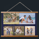 Family Name 5 Photo Collage Simple Modern Hanging Tapestry<br><div class="desc">Family Name 5 Photo Collage Simple Modern Wall Hanging Tapestry features a photo collage of five of your favourite photos with your personalised family name in elegant script on a blue background. Perfect gift for birthday, Christmas, Mother's Day, Father's Day, Grandparents Day, grandma, sister, cousins, best friends and more. PHOTO...</div>