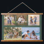 Family Name 5 Photo Collage Simple Modern Hanging Tapestry<br><div class="desc">Family Name 5 Photo Collage Simple Modern Wall Hanging Tapestry features a photo collage of five of your favourite photos with your personalised family name in elegant script on a green background. Perfect gift for birthday, Christmas, Mother's Day, Father's Day, Grandparents Day, grandma, sister, cousins, best friends and more. PHOTO...</div>