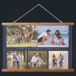 Family Name 5 Photo Collage Simple Modern Hanging Tapestry<br><div class="desc">Family Name 5 Photo Collage Simple Modern Wall Hanging Tapestry features a photo collage of five of your favourite photos with your personalised family name in elegant script on a blue background. Perfect gift for birthday, Christmas, Mother's Day, Father's Day, Grandparents Day, grandma, sister, cousins, best friends and more. PHOTO...</div>