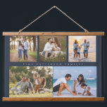 Family Name 5 Photo Collage Simple Modern Hanging Tapestry<br><div class="desc">Family Name 5 Photo Collage Simple Modern Wall Hanging Tapestry features a photo collage of five of your favourite photos with your personalised family name in elegant script on a blue background. Perfect gift for birthday, Christmas, Mother's Day, Father's Day, Grandparents Day, grandma, sister, cousins, best friends and more. PHOTO...</div>