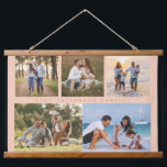 Family Name 5 Photo Collage Simple Modern Hanging Tapestry<br><div class="desc">Family Name 5 Photo Collage Simple Modern Wall Hanging Tapestry features a photo collage of five of your favourite photos with your personalised family name in elegant script on a pink background. Perfect gift for birthday, Christmas, Mother's Day, Father's Day, Grandparents Day, grandma, sister, cousins, best friends and more. PHOTO...</div>