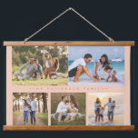 Family Name 5 Photo Collage Simple Modern Hanging Tapestry<br><div class="desc">Family Name 5 Photo Collage Simple Modern Wall Hanging Tapestry features a photo collage of five of your favourite photos with your personalised family name in elegant script on a pink background. Perfect gift for birthday, Christmas, Mother's Day, Father's Day, Grandparents Day, grandma, sister, cousins, best friends and more. PHOTO...</div>