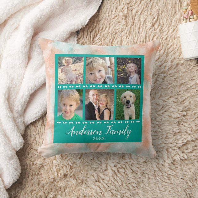 Family Name 6 Photo Collage Cushion (Blanket)