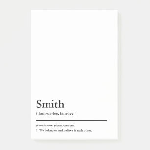 Family Name and Motto Dictionary Definition Custom Post-it Notes
