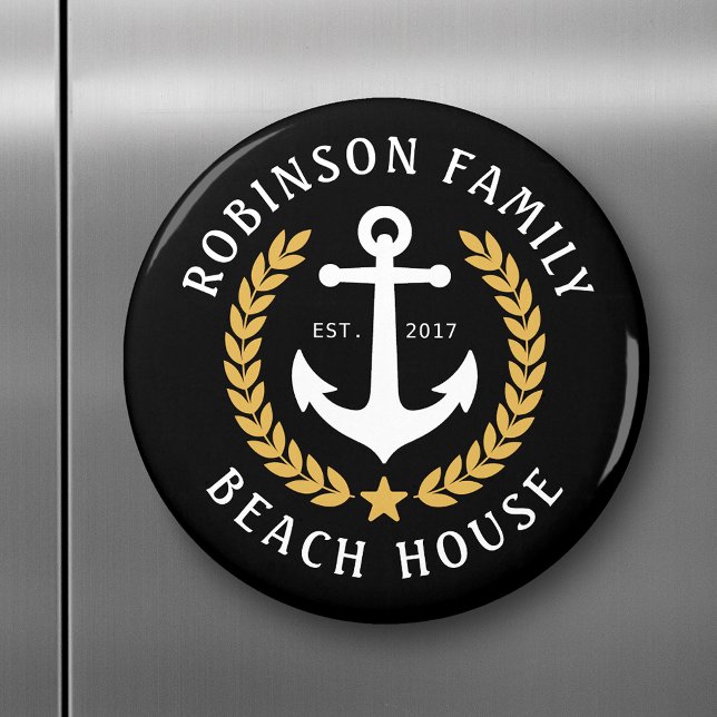 Family Name Beach House Anchor Gold style Laurel Magnet (Creator Uploaded)